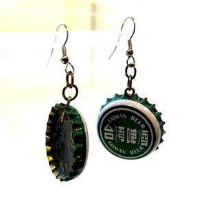 Tiawan beer bottle cap earrings